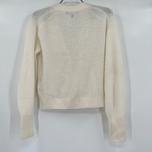 Quince Ivory Baby Alpaca-Merino Wool Cropped Cardigan sz L Women's Button Front - Picture 6 of 6